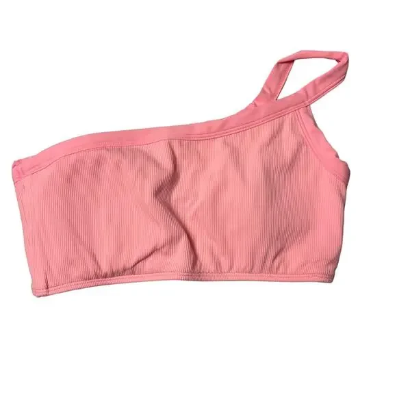 L*SPACE Axel Bikini Top Crystal Pink Ribbed One Shoulder Pullover Large NEW - Picture 5 of 9
